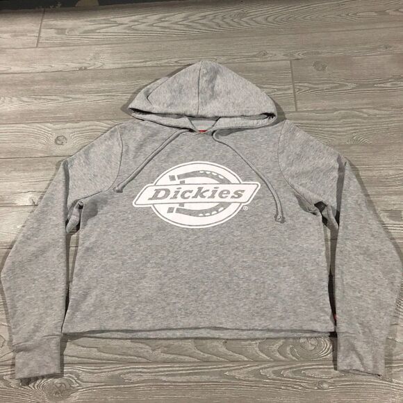 Dickies Sweater Womens M Gray Solid Crop Top Pullover‎ Hoodie Ladies Work 2000 - Picture 1 of 10